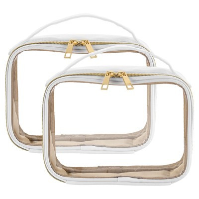 Unique Bargains Plastic Waterproof Clear Large Organizing Toiletry Makeup Bags 2 Pcs White | Target