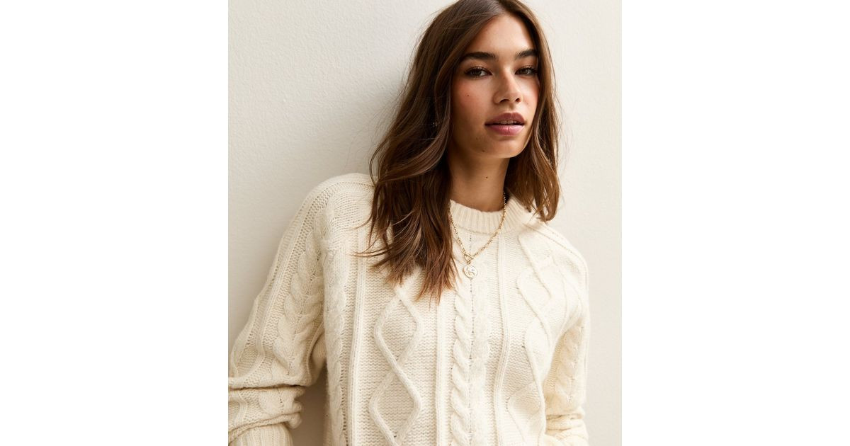 Cream Cable Knit Raglan Sleeve Jumper | New Look | New Look (UK)