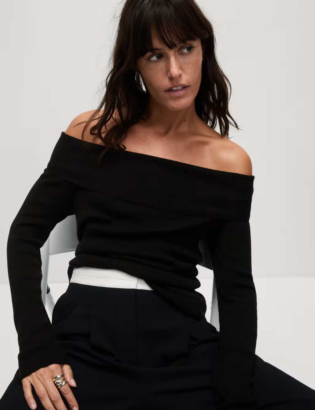 Ribbed Knitted Bardot Top | Marks & Spencer (UK)