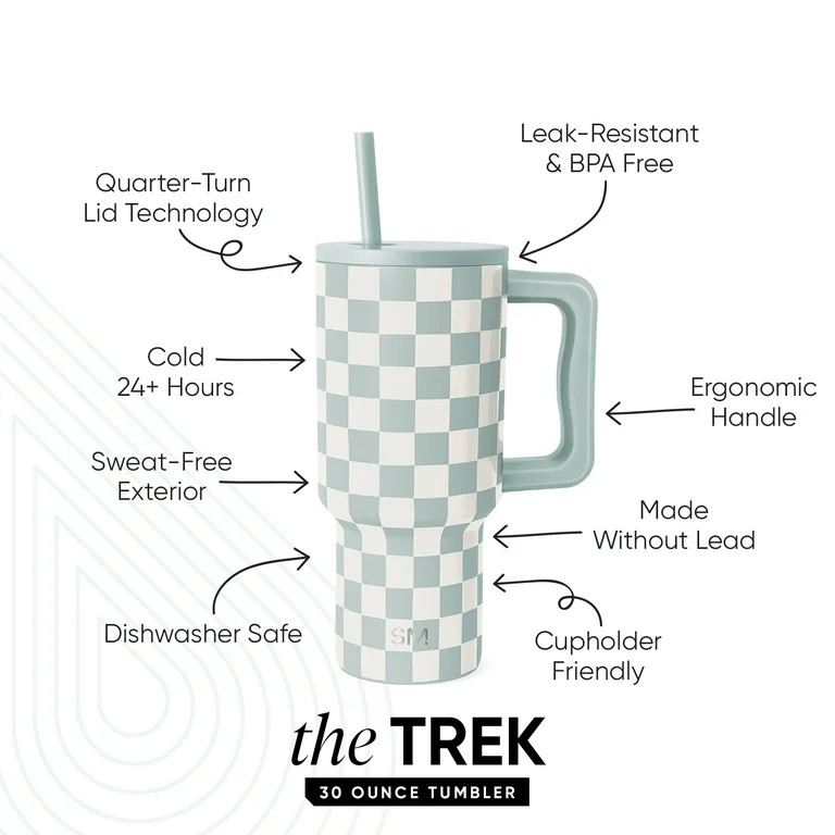 Simple Modern 30 fl oz Insulated Stainless Steel Trek Tumbler with Straw Lid | Seaglass Sage and ... | Walmart (US)