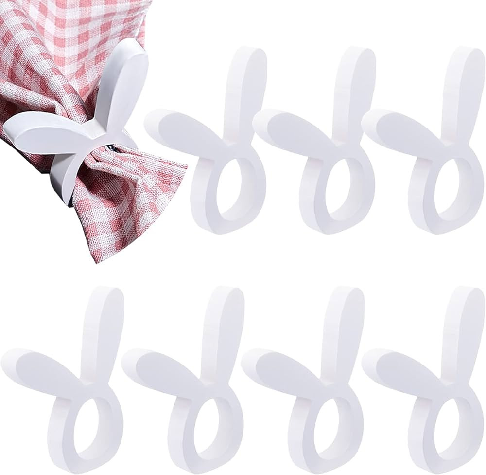 8 Pieces Wooden Easter Bunny Napkin Rings Wooden Christmas Thanksgiving Halloween Elk Pumpkin Din... | Amazon (US)