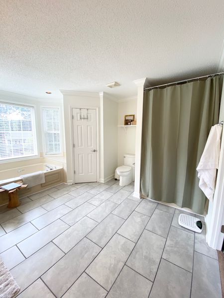 Bathroom Upgrades | Sage Green Shower Curtain, Skirted Toilet, Polished Chrome Towel Hooks, Waffle Weave Bath Towels

#LTKGiftGuide #LTKfindsunder50 #LTKhome