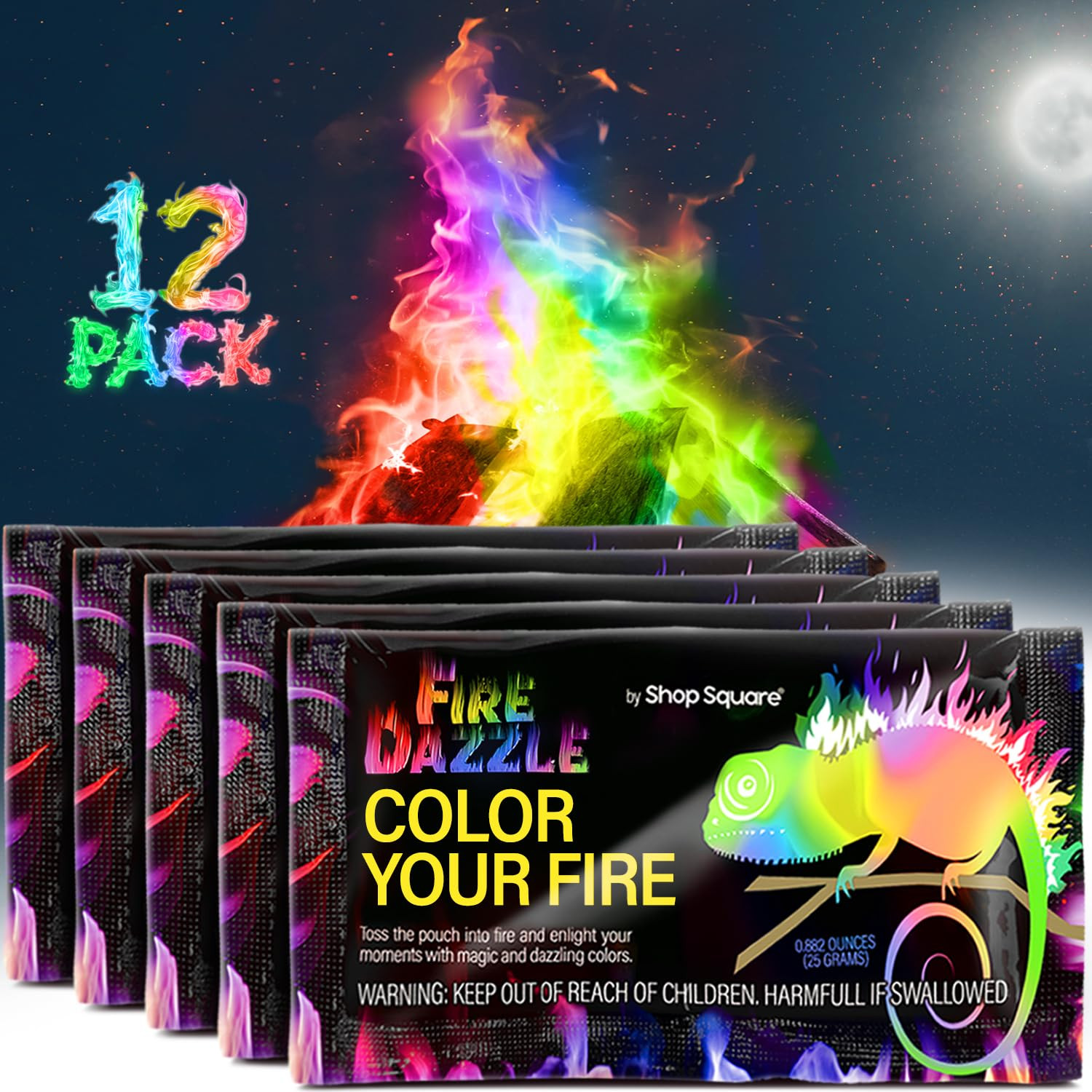Fire Dazzle Fire Color Changing Packets for Fire Pit - 12 Pack Color Packets, Flame Changer for F... | Amazon (US)