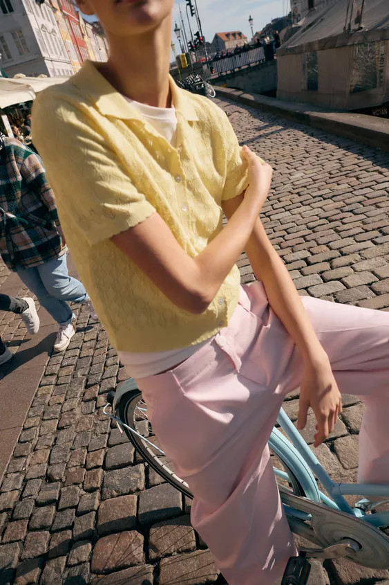 SHORT SLEEVE KNIT POLO JACKET | Zara US