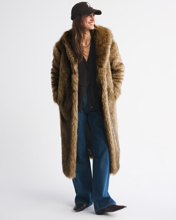 Women's Long Faux Fur Coat | Women's Party Collection | Abercrombie.com | Abercrombie & Fitch (US)