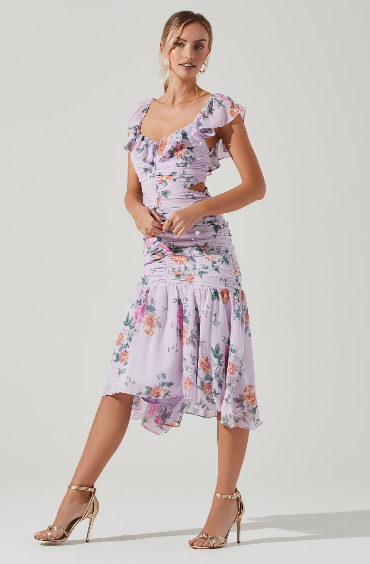 Devereaux Cutout Floral Midi Dress | ASTR The Label (US)