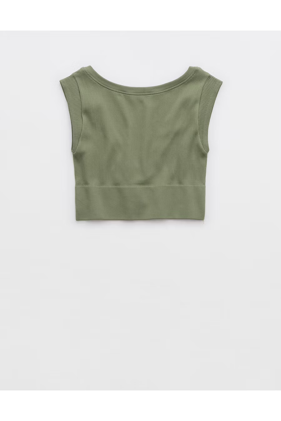 OFFLINE By Aerie Seamless Rib Cap Sleeve Bra Top Women's Olive Fun XXS | Aerie
