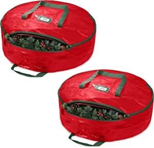 ZOBER Christmas Wreath Storage Bag - Water Resistant Fabric Storage Dual Zippered Bag for Holiday... | Amazon (US)