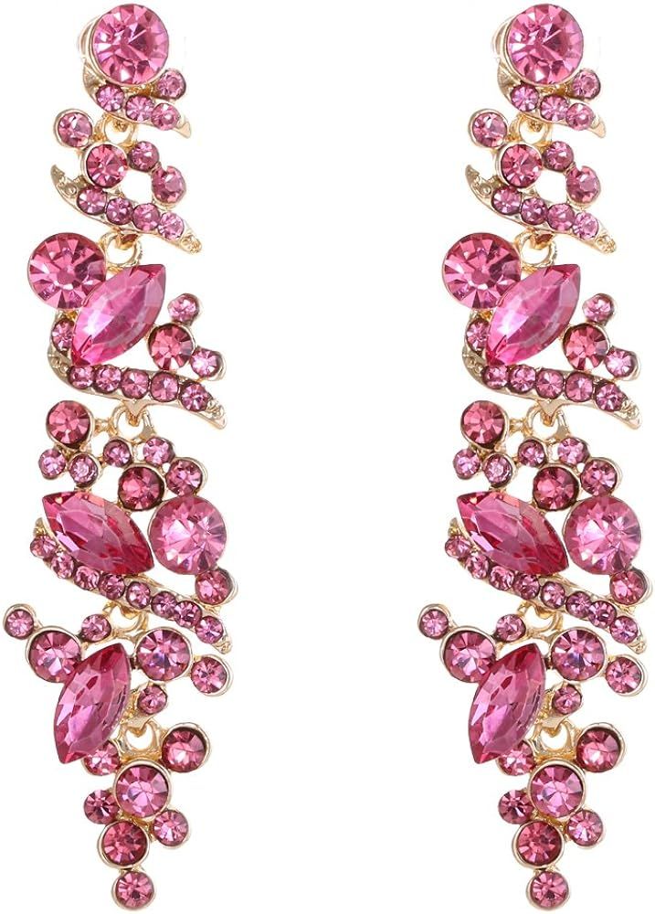 NLCAC Women's Wedding Earrings for Brides Dangling Rhinestone Crystal Chandelier Earring Drop Bri... | Amazon (US)