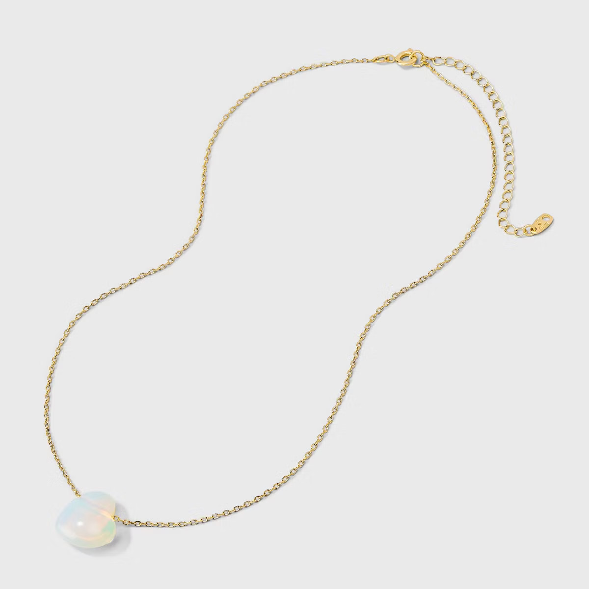 14K Gold Dipped Opalite Heart Slider Pendant Necklace - A New Day™ Gold/Ivory | Target