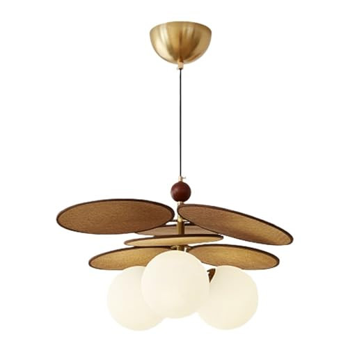 Modern Linen Pendant Light Frosted Glass Globes and Brass Finish Pendant Lamp 3-Light Adjustable ... | Amazon (US)