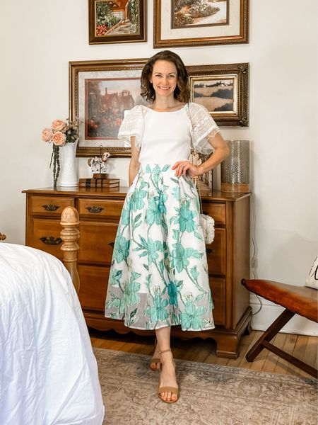 Statement sleeves for summer!
Wearing size XS Chicwish top and skirt, skirt is lined. 
Petite outfit. White dress. Summer outfit. Wedding guest dress  

#LTKStyleTip #LTKFindsUnder100 #LTKOver40