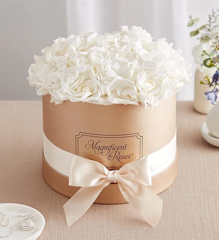 Preserved Serene Gardenias by Magnificent Roses® | 1800flowers.com