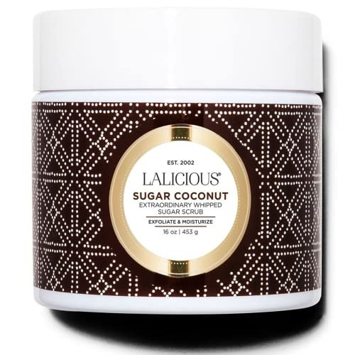 LaLicious Sugar Coconut Extraordinary Whipped Sugar Scrub - Cane Sugar Body & Foot Scrub, Exfoliating & Moisturizing Skin Care with Coconut Oil & Honey, No Parabens (16oz) | Amazon (US)