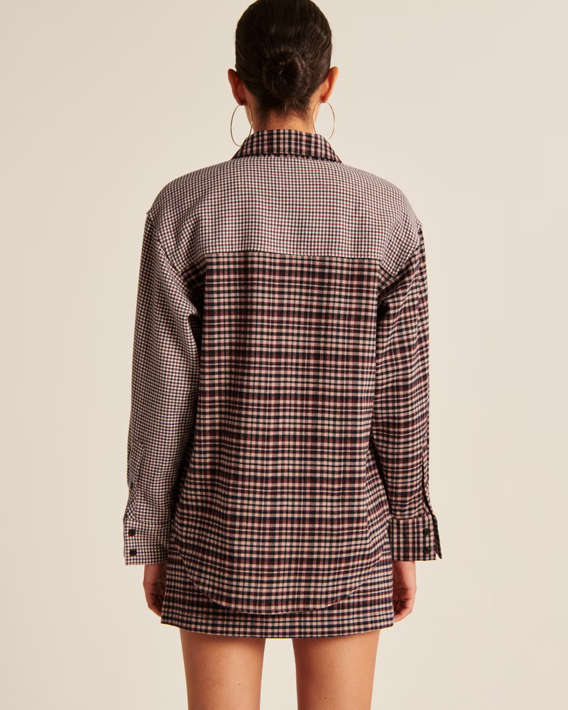 Oversized Colorblock Flannel Shirt Jacket | Abercrombie & Fitch (US)