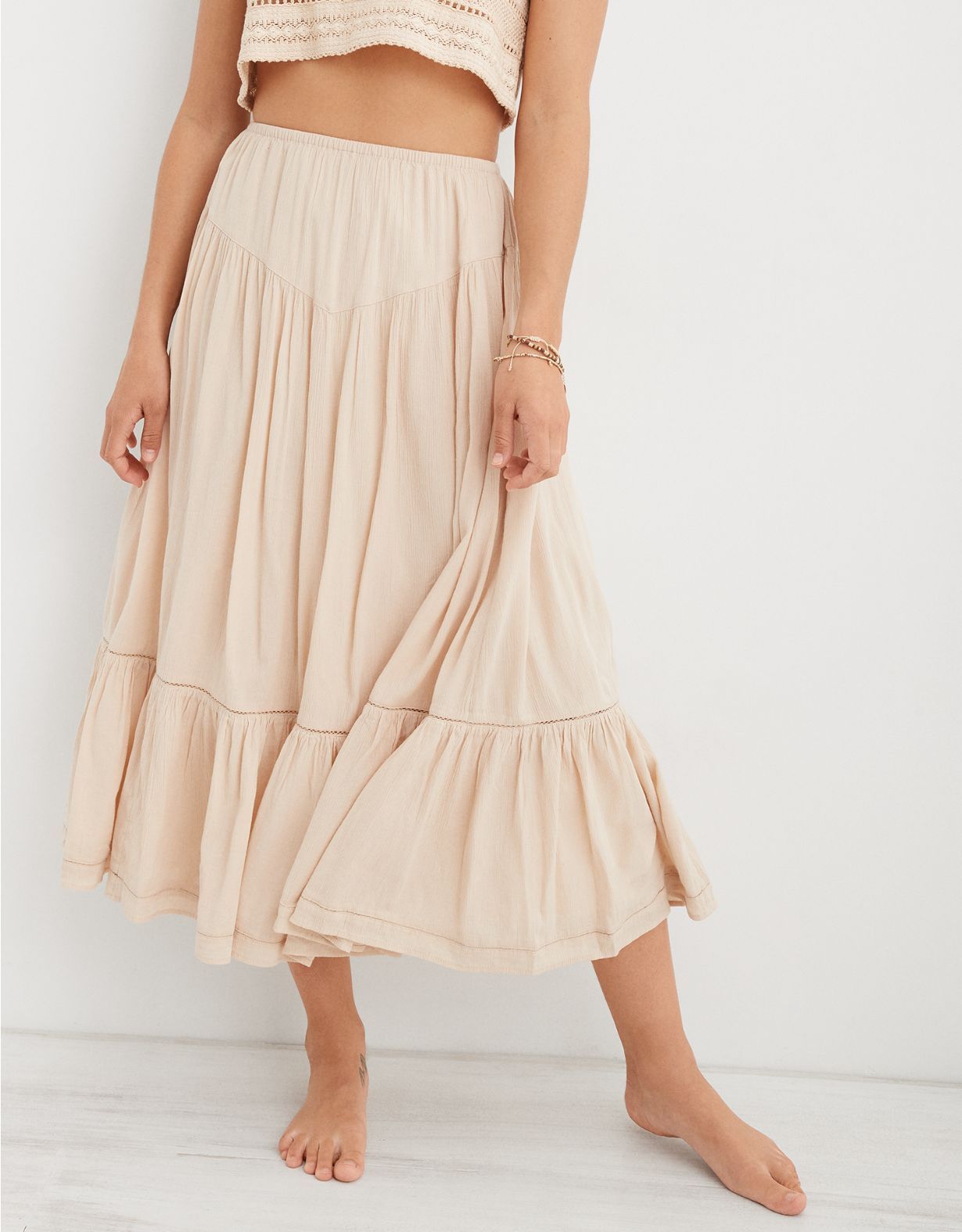 Aerie V Yoke Midi Skirt | American Eagle Outfitters (US & CA)