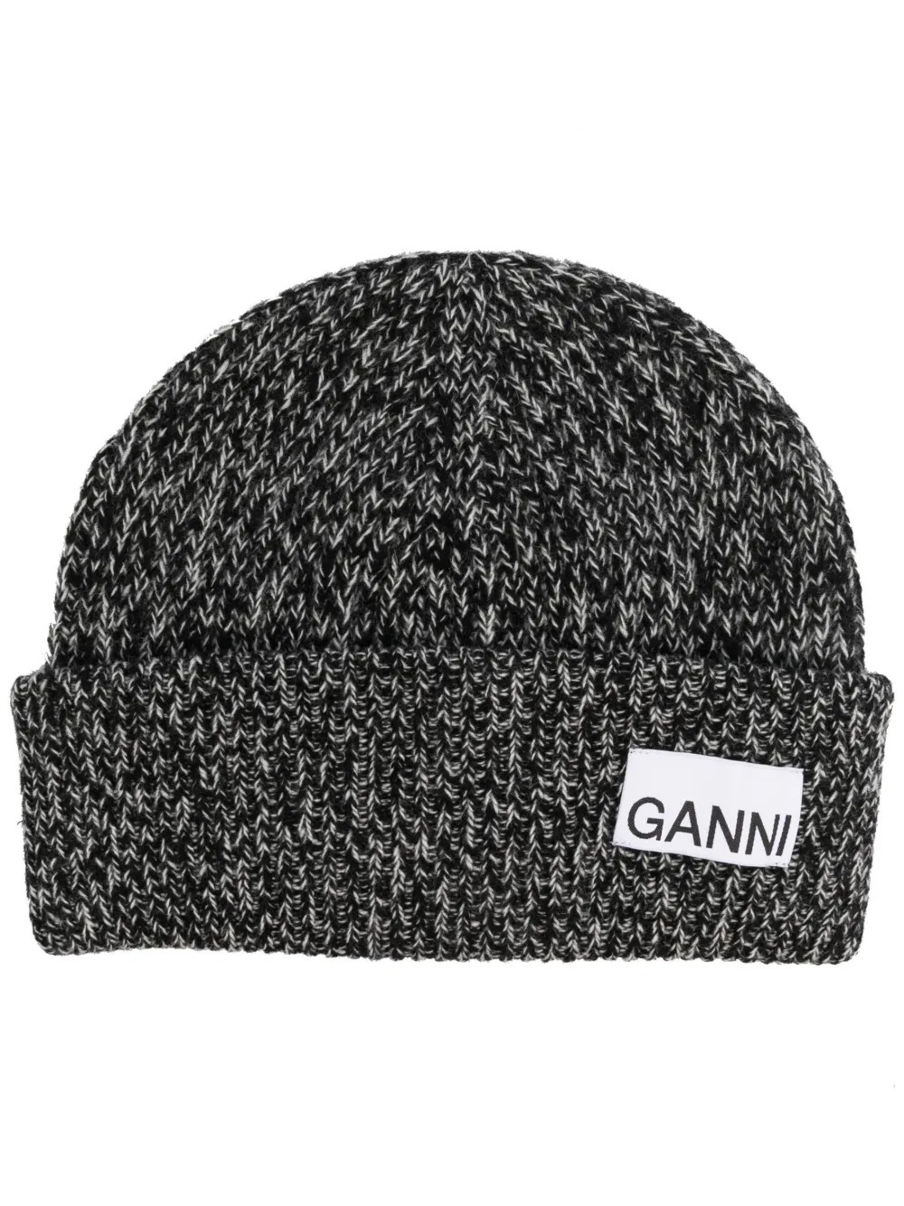 GANNI logo-patch ribbed-knit Beanie - Farfetch | Farfetch Global
