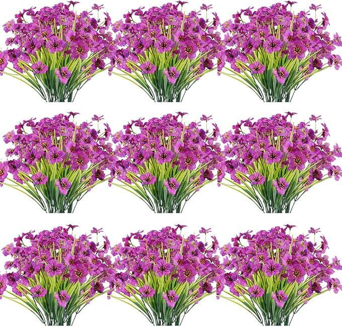 30 Bundles Artificial Flowers Outdoor UV Resistant Fake Flowers No Fade Faux Plastic Plants Garde... | Amazon (US)