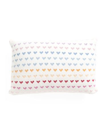 16x24 Rainbow Hearts Knit Pillow | Marshalls