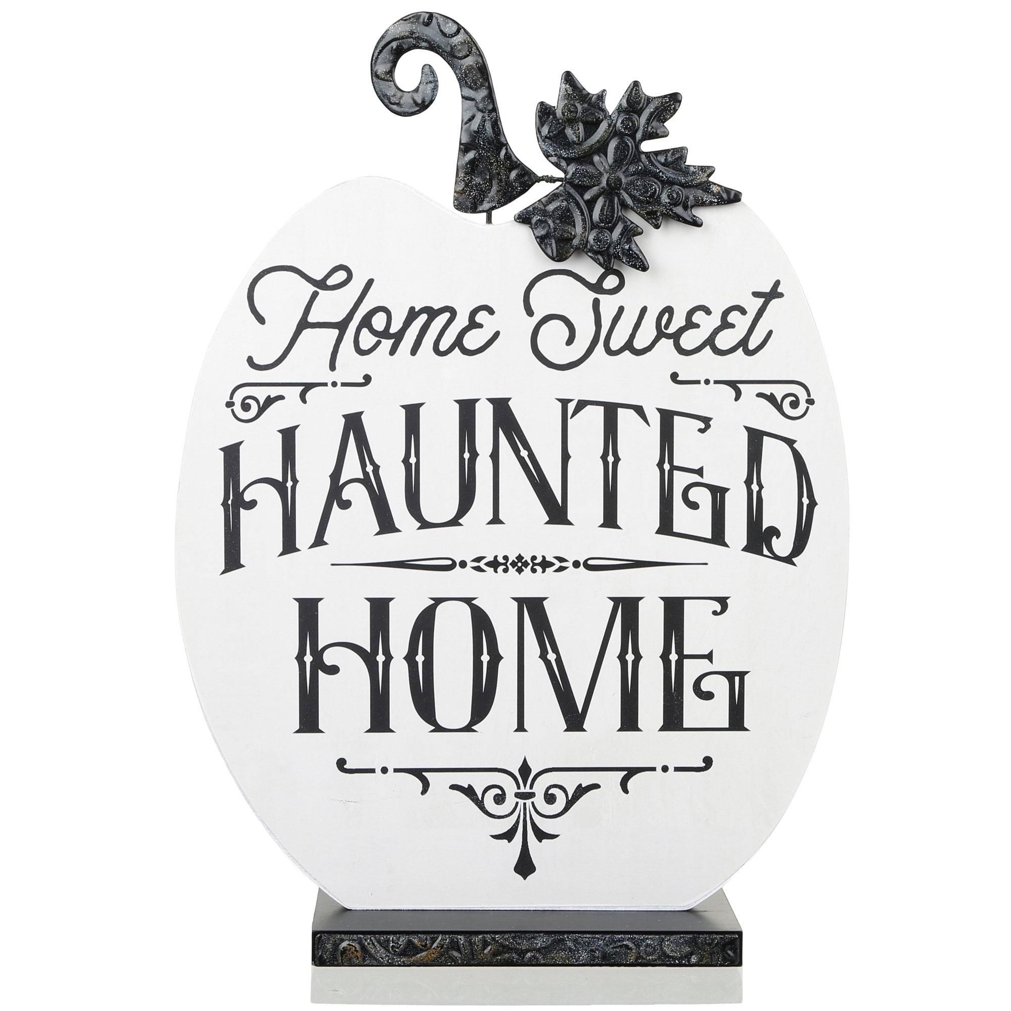 16" Home Sweet Haunted Home Pumpkin Accent - Black-Black-7819908696122   | Burkes Outlet | bealls