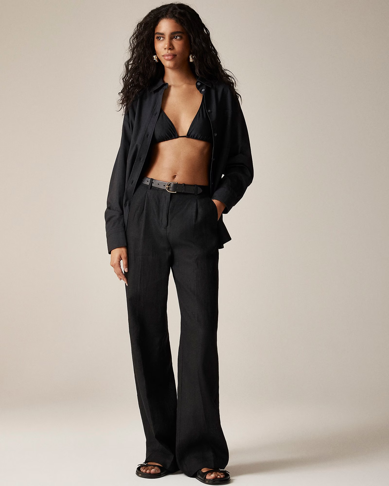 Wide-leg essential pant in linen | J. Crew US