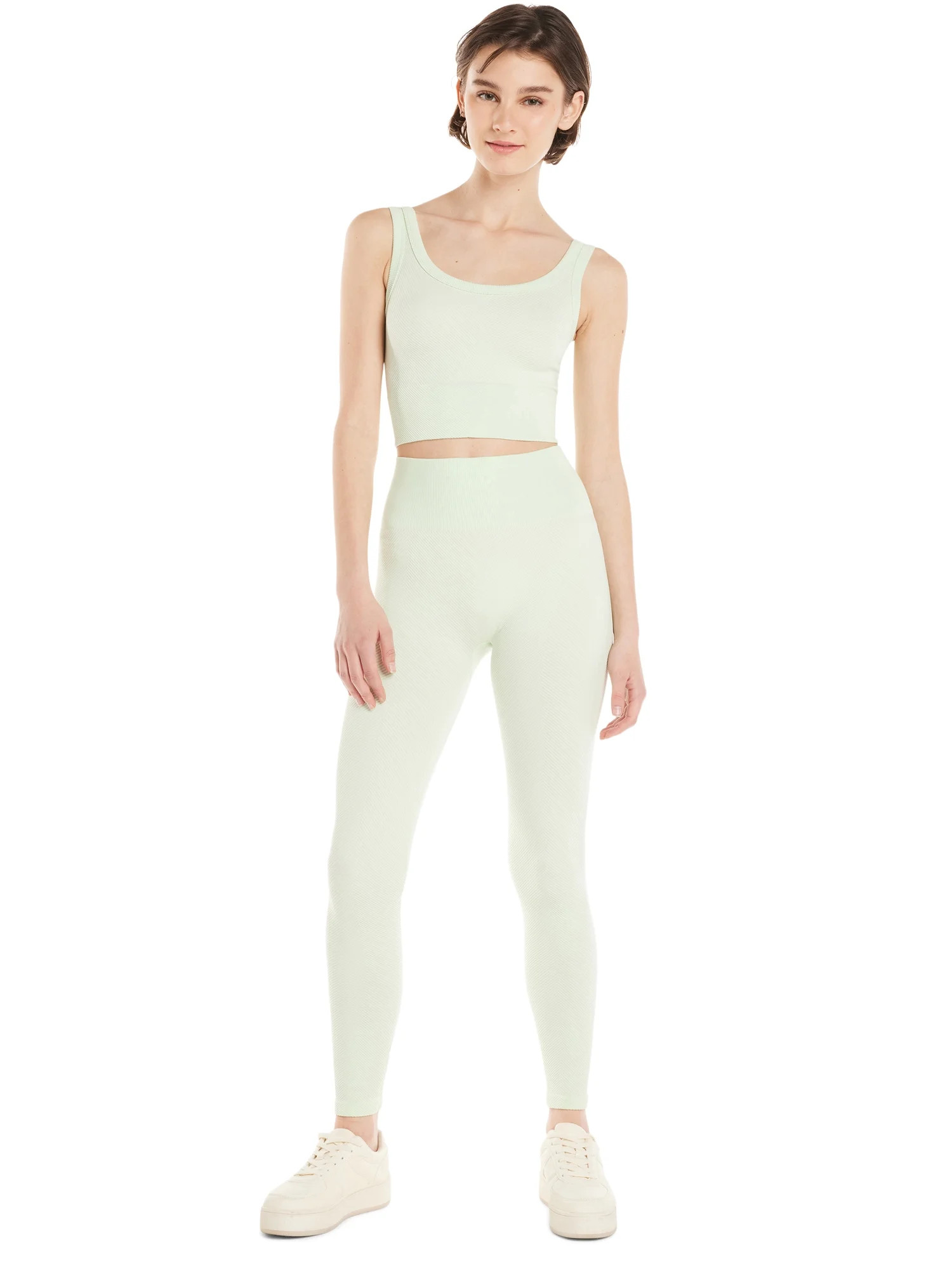 No Boundaries Juniors’ Seamless Cropped Tank and Leggings Set, 2-Piece, Sizes S-XL - Walmart.co... | Walmart (US)