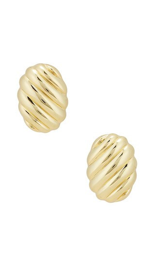 ANINE BING Ribbed Oval Earrings in Metallic Gold. | Revolve Clothing (Global)