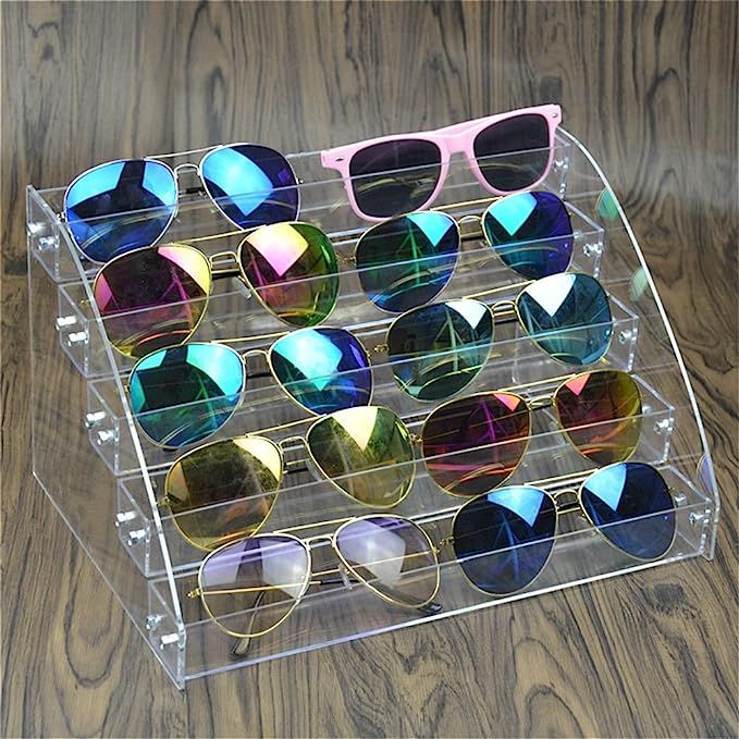 MineDecor 10 Piece Acrylic Sunglasses Organizer Clear Eyeglasses Display Case 5 Tier Eyewear Stor... | Amazon (US)