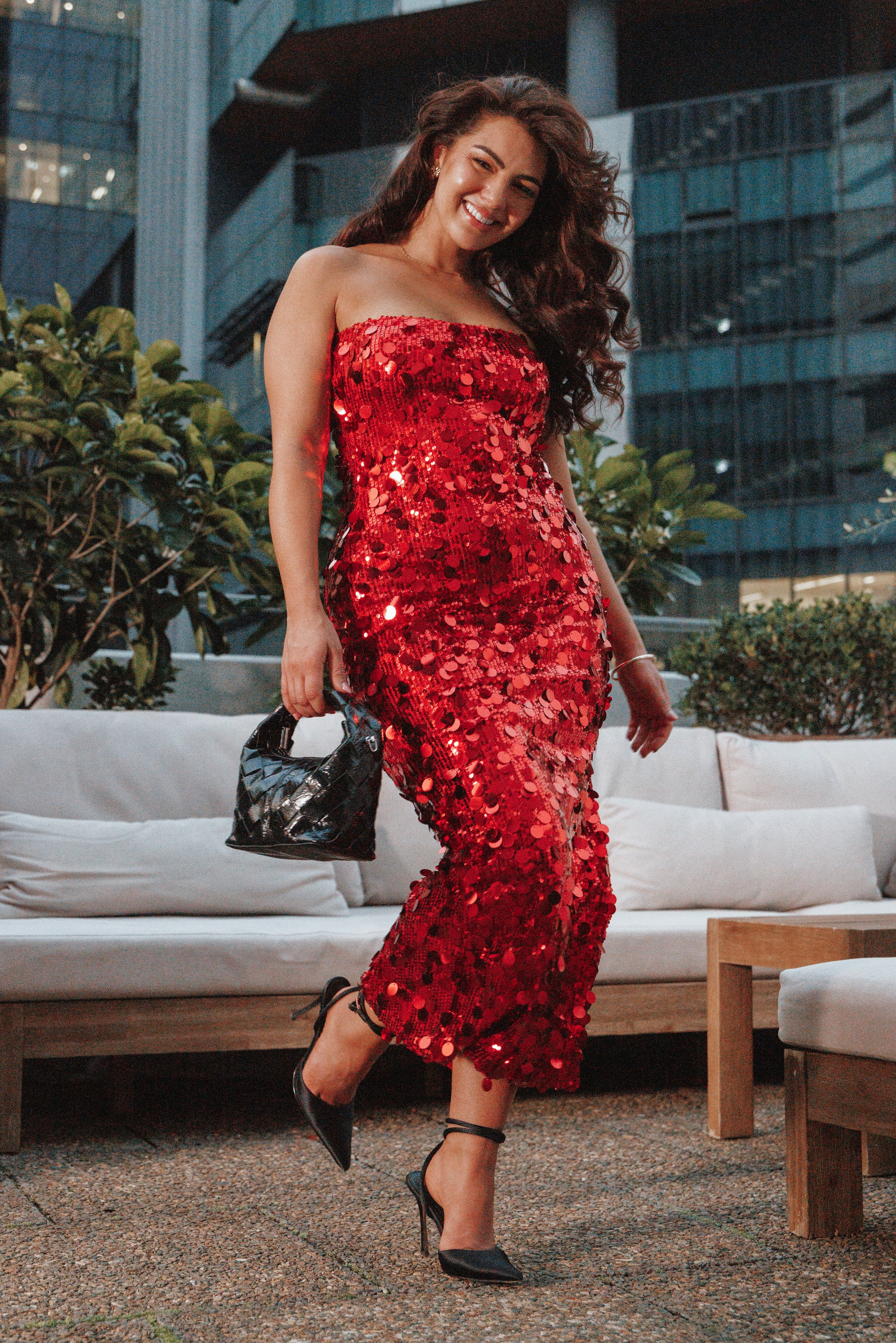 Karlie Strapless Sequin Maxi Dress - Red | Petal & Pup (US)