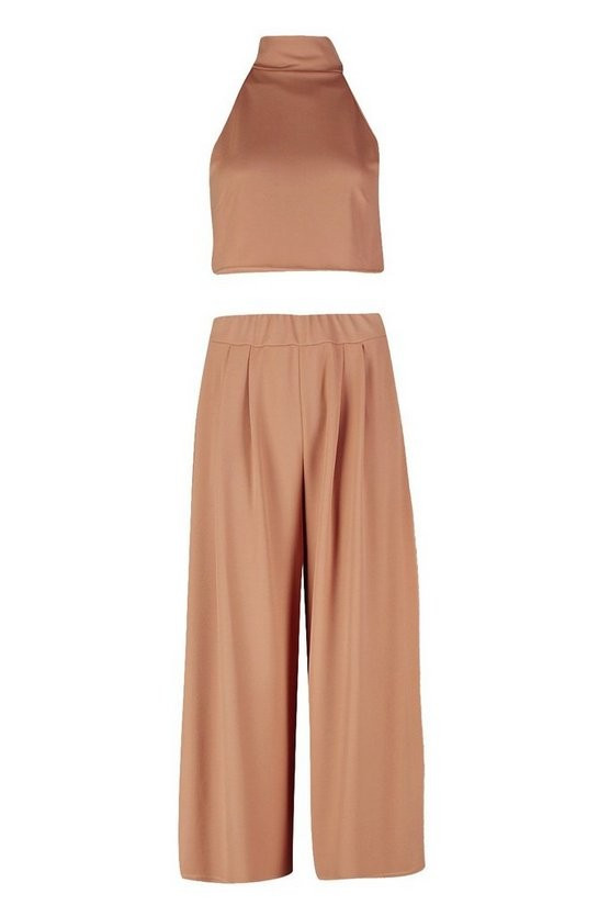 High Neck Crop And Culotte Two-Piece Set | Boohoo.com (US & CA)