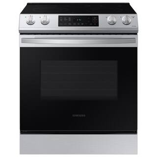 Samsung 30 in. 6.3 cu. ft. Slide-In Electric Range with Self-Cleaning Oven in Stainless Steel NE6... | The Home Depot