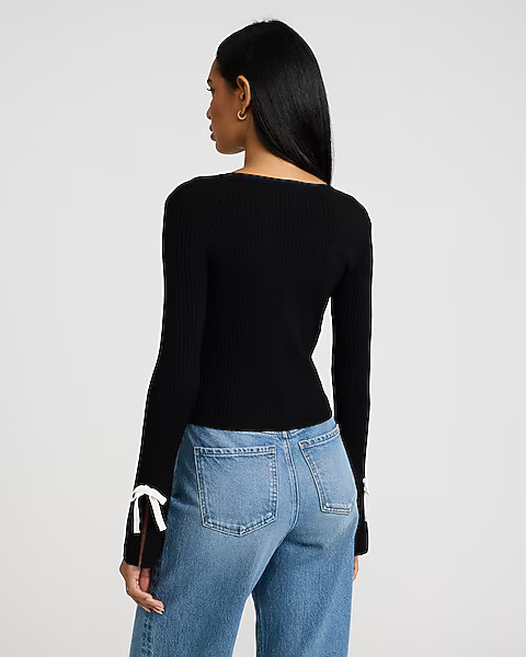 Silky Soft Fitted Bow Front Sweater | Express