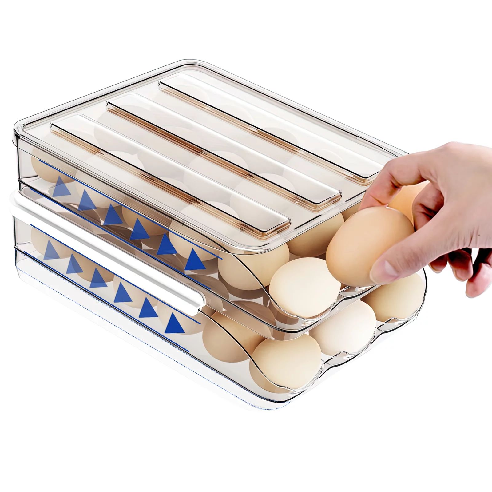 Rolling Egg Holder for Refrigerator, 36 Fresh Egg Container, 2 Layer Clear Stackable Egg Holder, ... | Walmart (US)