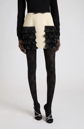 Valentino Contrast Ruffle Tweed Miniskirt | Nordstrom | Nordstrom