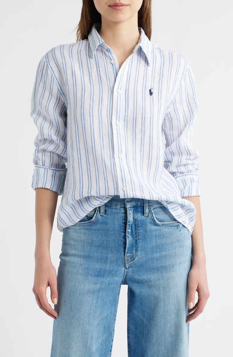 Polo Ralph Lauren Classic Fit Stripe Linen Button-Up Shirt | Nordstrom | Nordstrom