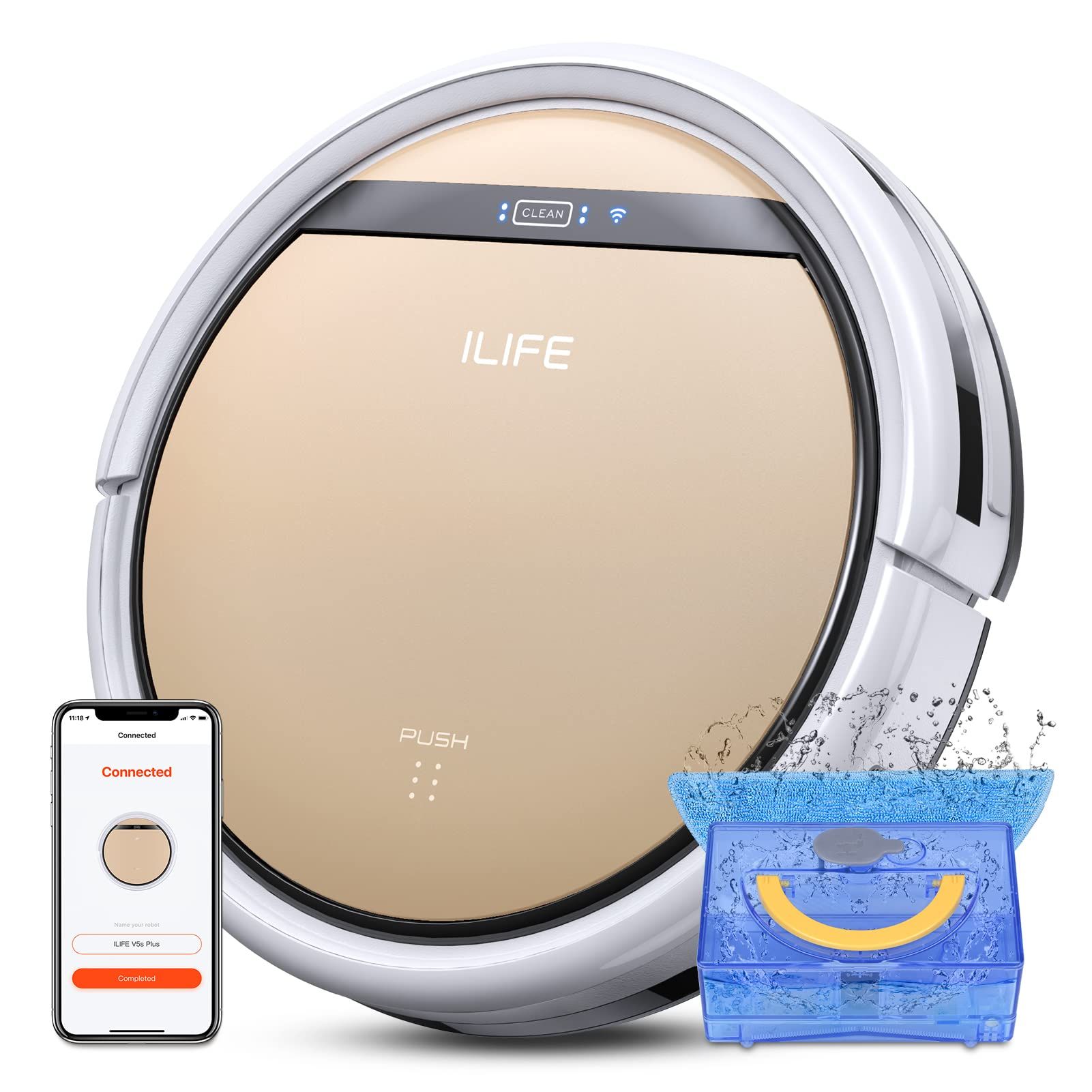 ILIFE V5s Plus Robot Vacuum and Mop Combo with Wi-Fi/App/Alexa, Automatic Self-Charging Robotic Vacuum Cleaner, Slim and Quiet, Cleans Hard Floors Carpets and Pet Hair (V5s Pro Upgrade Version) | Amazon (CA)