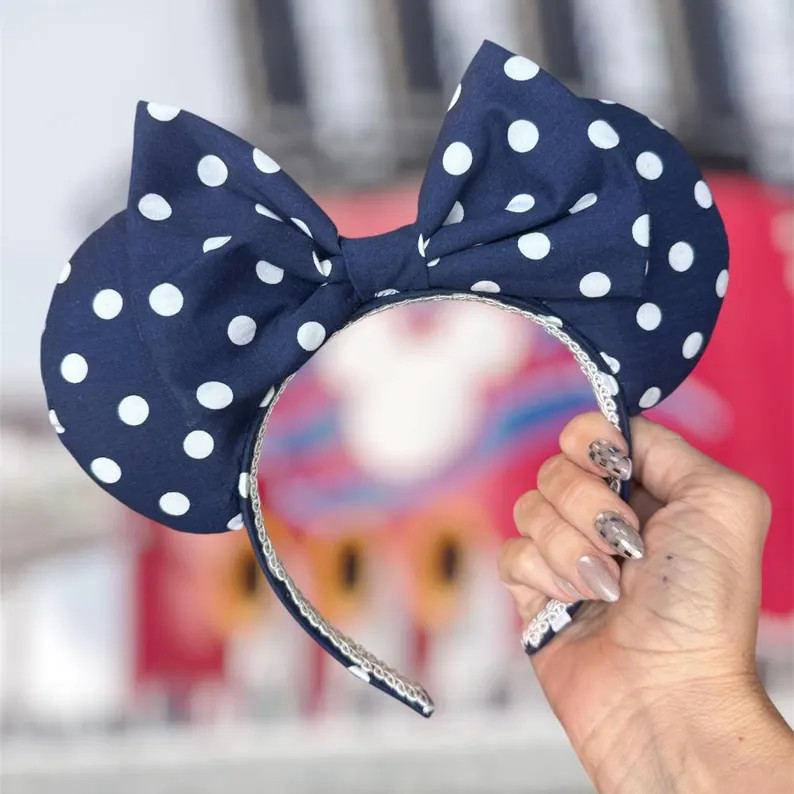Navy Polka Dot Minnie Mouse Ears - Etsy | Etsy (Global)
