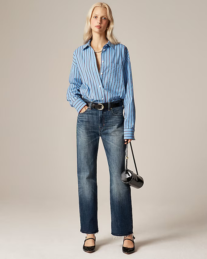 Petite nipped straight jean in rigid | J. Crew US