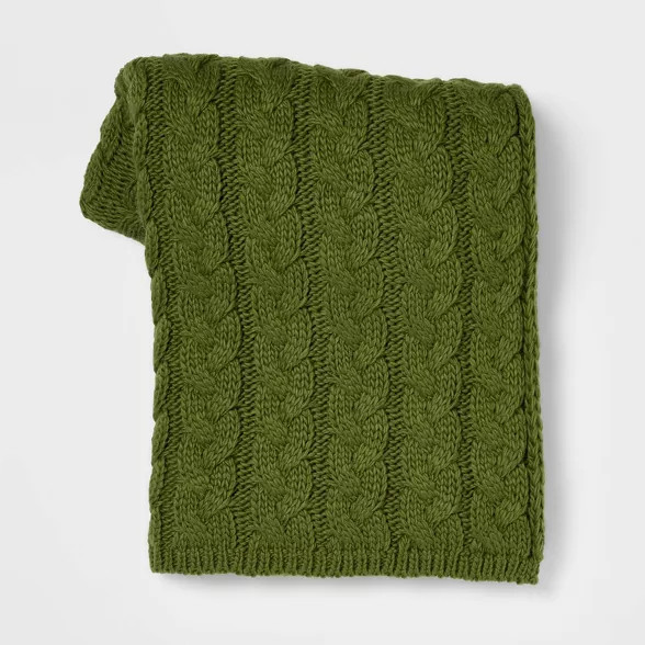 Solid Chunky Cable Knit Throw Blanket - Threshold™ | Target