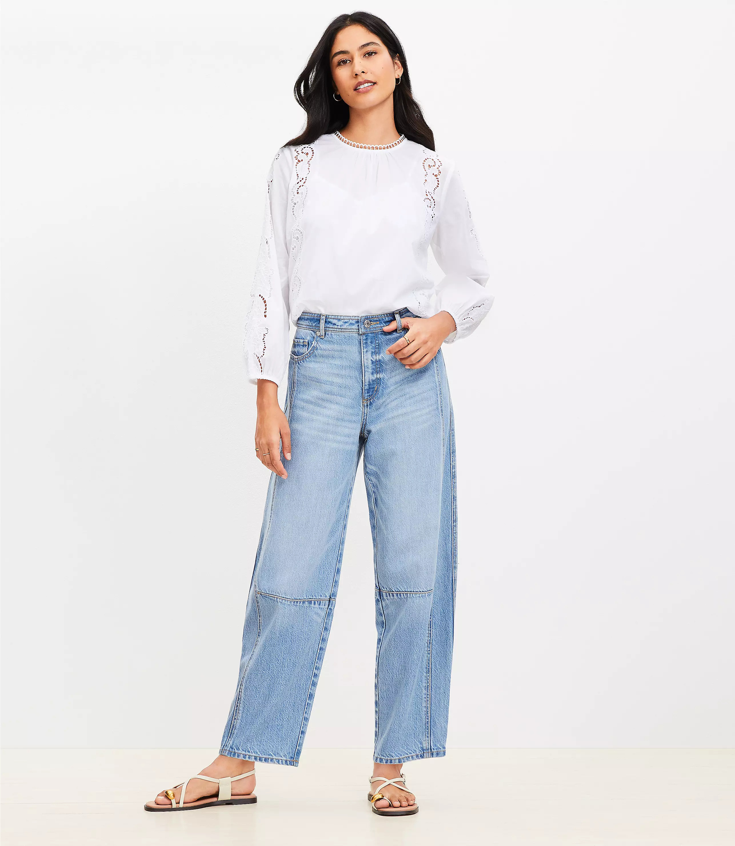 High Rise Barrel Jeans in Light Vintage Indigo Wash | LOFT