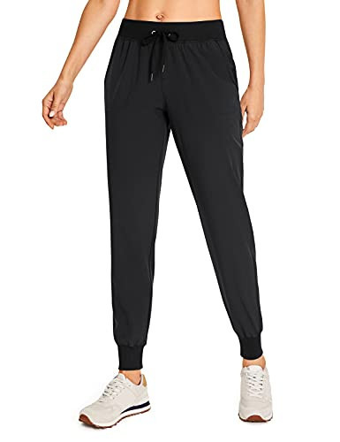 CRZ YOGA Women's Lightweight Workout Joggers 27.5" - Travel Casual Outdoor Running Athletic Track Hiking Pants with Pockets Black Small | Amazon (US)