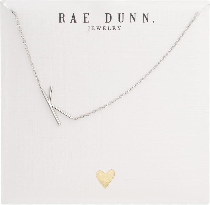 Rae Dunn Women's Letter Necklace – 14K Gold Plated Sideways Initial Charm Pendant Delicate Chain Nec | Amazon (US)