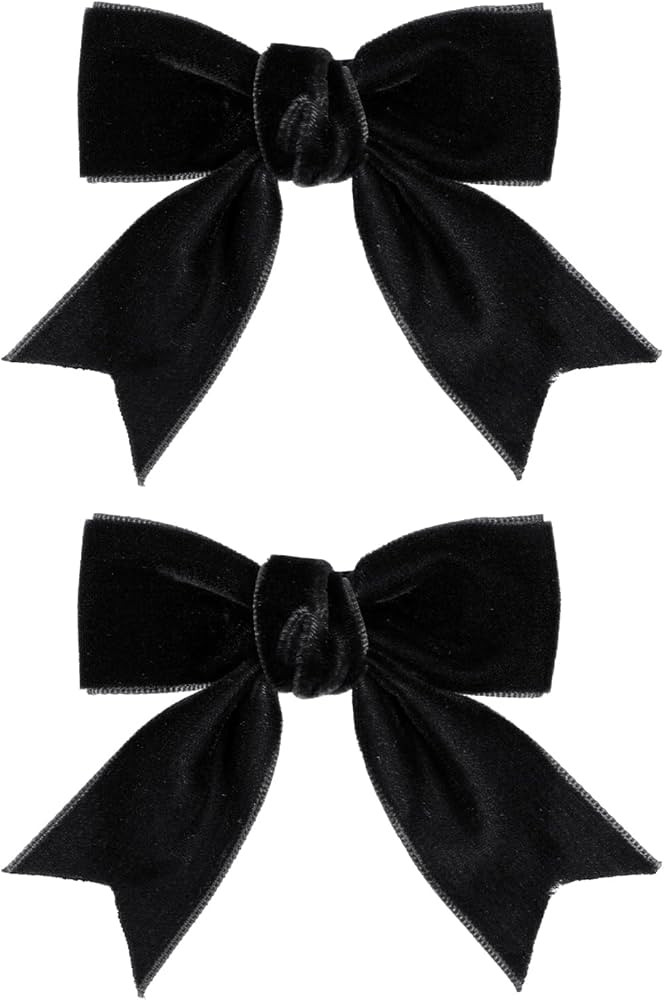 2 Pcs Velvet Hair Bows Black Ribbon Alligator Hair Pins Clips Bowknot Barrettes 3" for Baby Toddl... | Amazon (US)