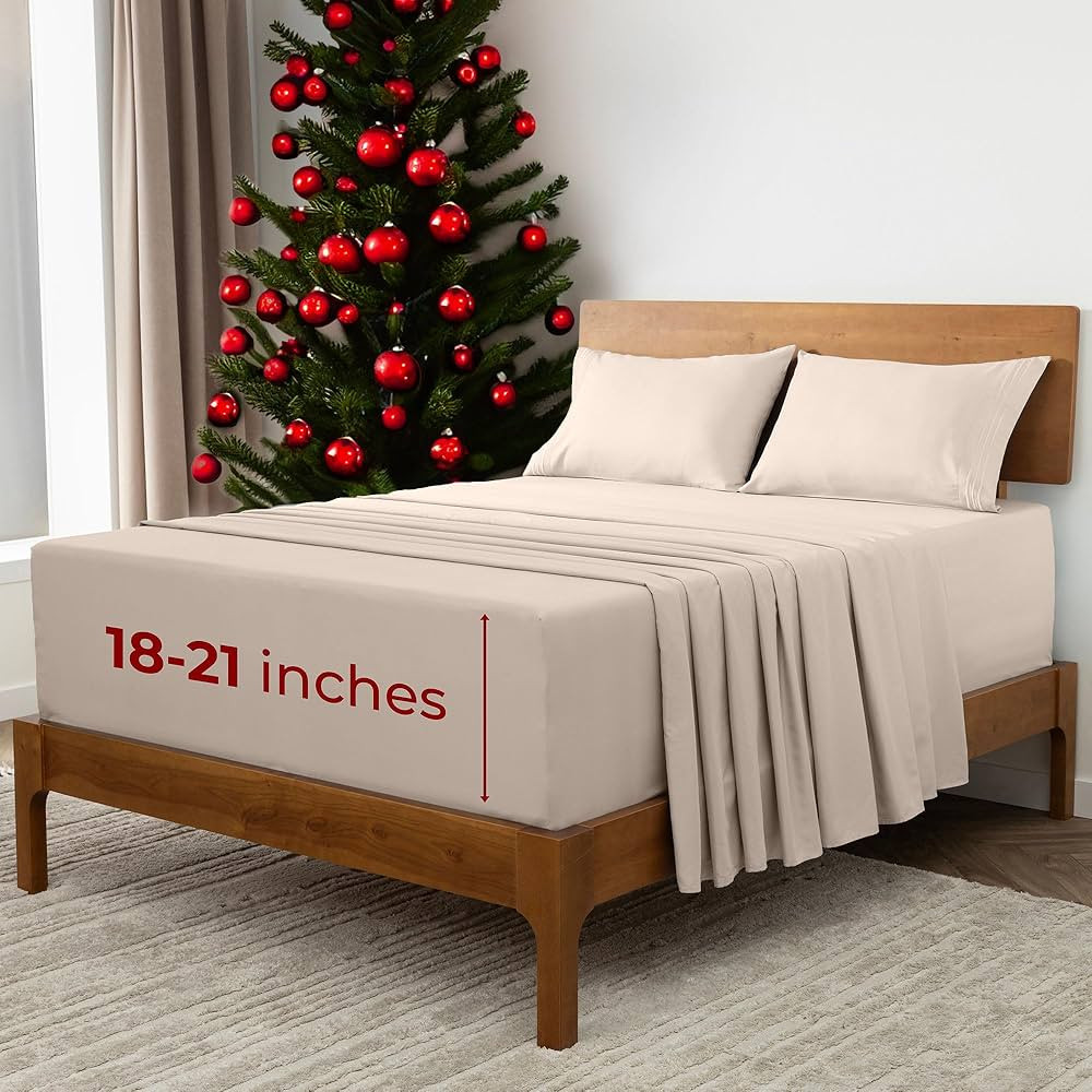 Mellanni Extra Deep California King Sheets - 4 PC Iconic Collection Bedding - Hotel Luxury, Ultra... | Amazon (US)