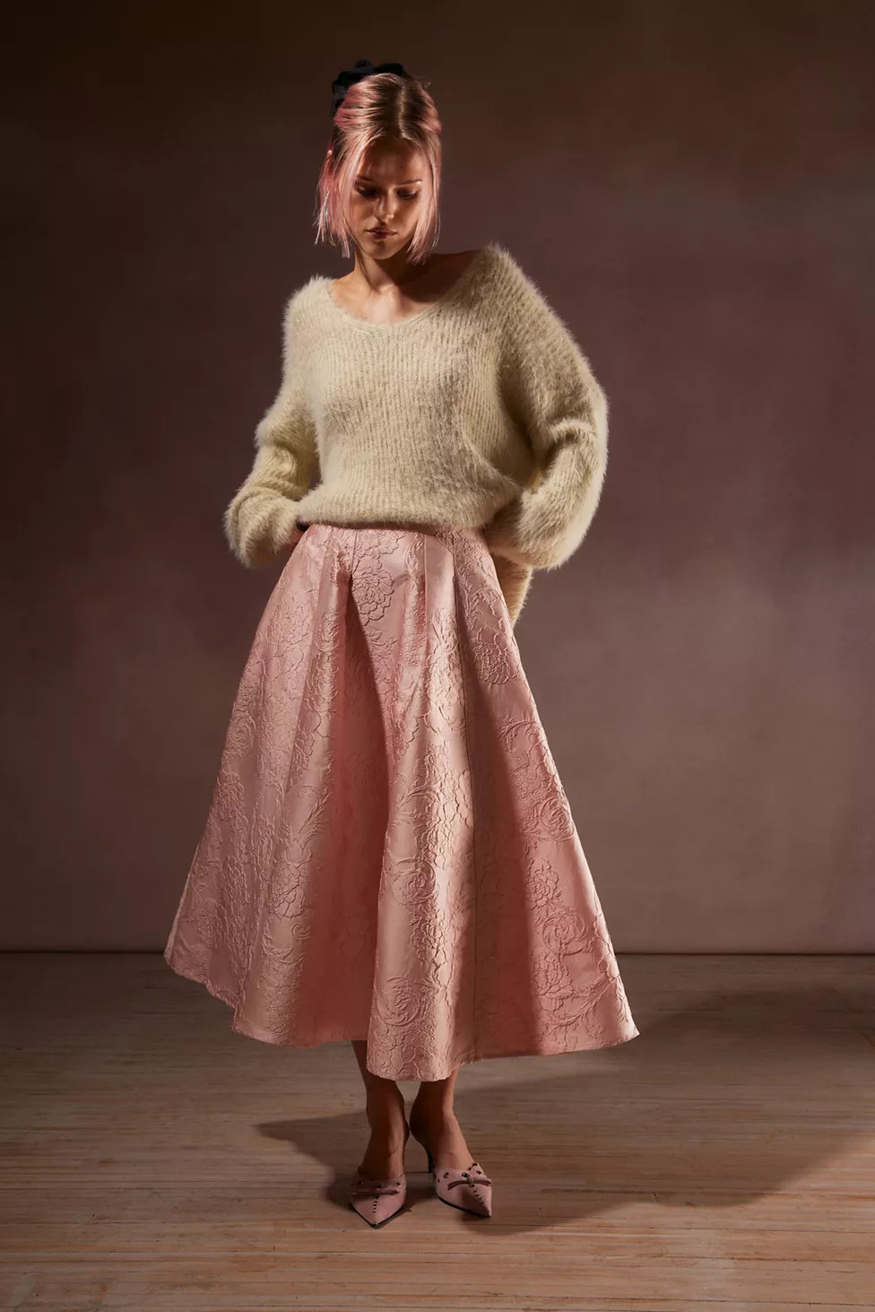 Sister Jane Amber Floral Jacquard Midi Skirt | Urban Outfitters (US and RoW)