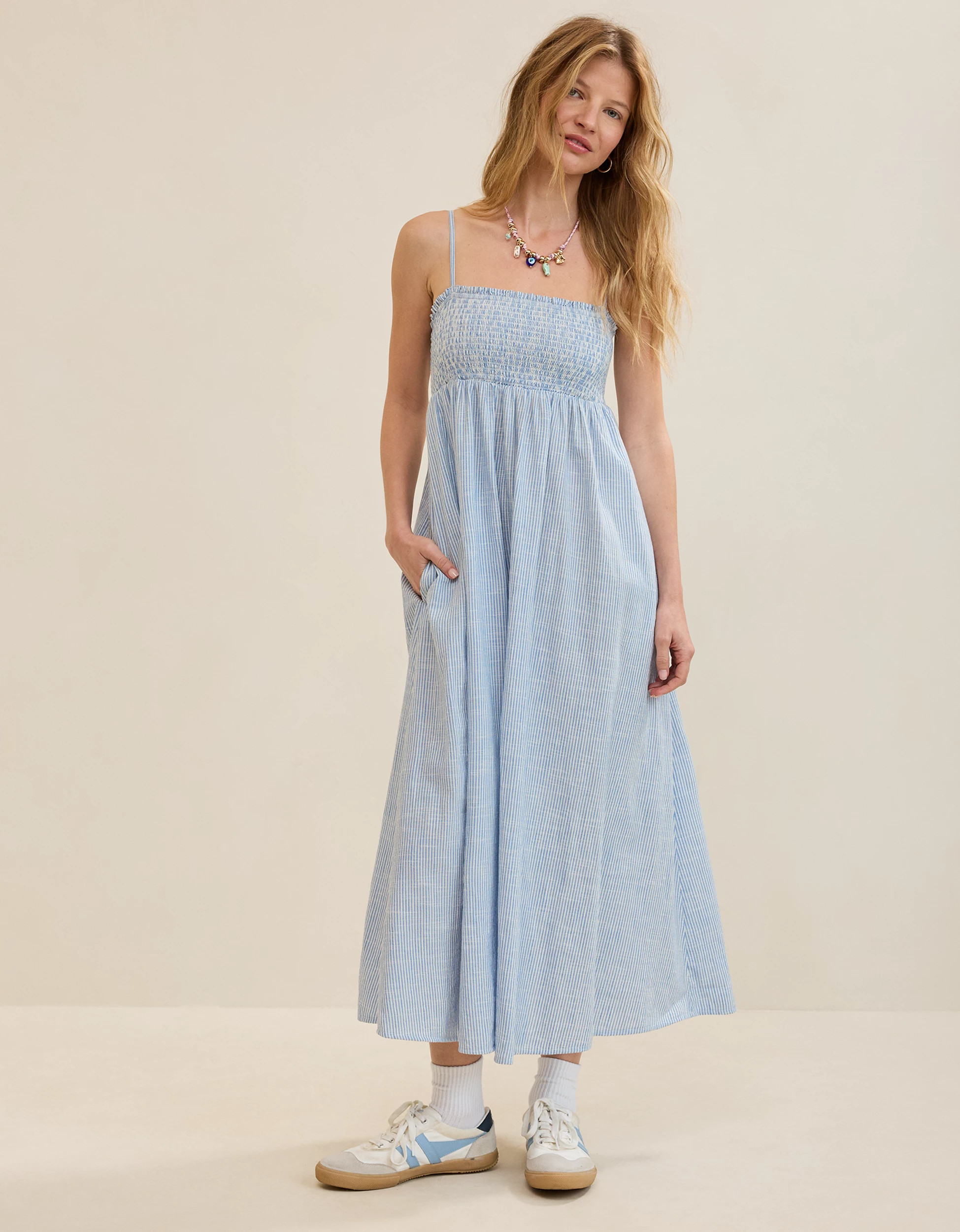Aerie Straight Neck Midaxi Dress | Aerie