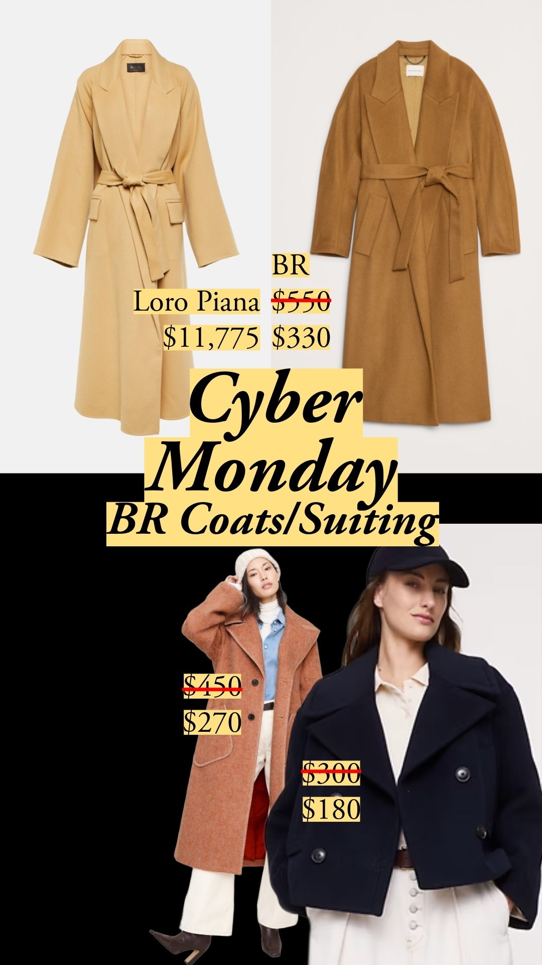 The Banana Republic wool/cashmere coat here looks so impressive in person. First time I’m seeing their cashmere marked down while there’s still weather to wear it! ❄️😊 tailoring, investment pieces, modern classic style, pea coat, double breasted coat, camel coat, wool coats, winter layering, winter travel essentials 

#LTKSeasonal #LTKCyberWeek #LTKSaleAlert
