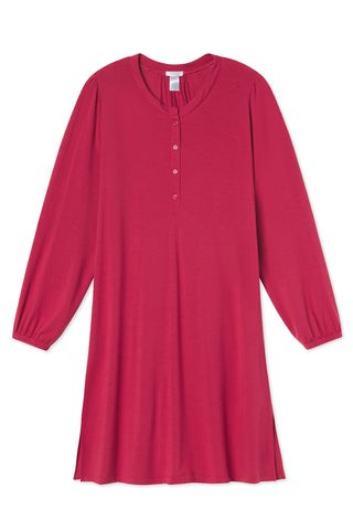 DreamKnit Henley Nightgown in Bordeaux | LAKE Pajamas