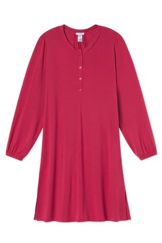 DreamKnit Henley Nightgown in Bordeaux | LAKE Pajamas