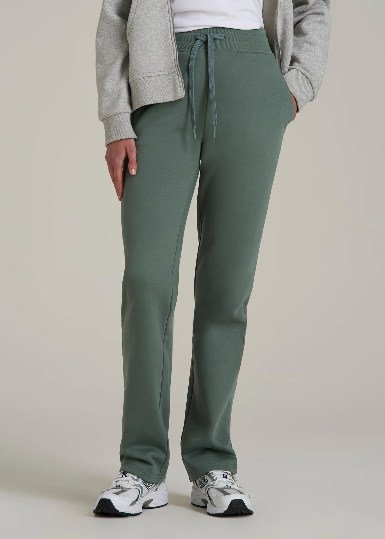 Wearever Fleece Open-Bottom Sweatpants for Tall Women in Balsam Green | American Tall